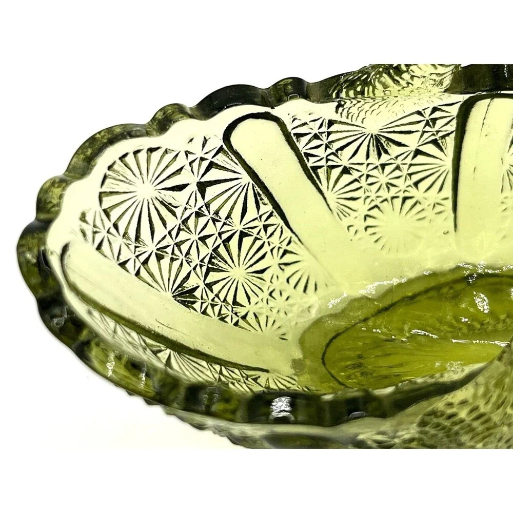 Fenton Art Glass Colonial Green Glass‎ Basket American Classic Twig Handle EUC